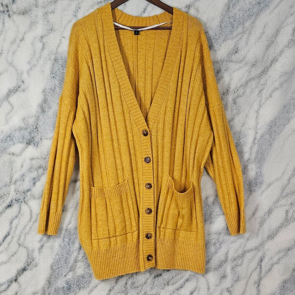 Torrid Boyfriend Cardigan Sweater 2 2X 18-20 Mineral Yellow Button Down VNeck